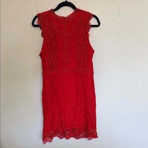 Lulu's Red Crochet Lace Sleeveless Mini Dress